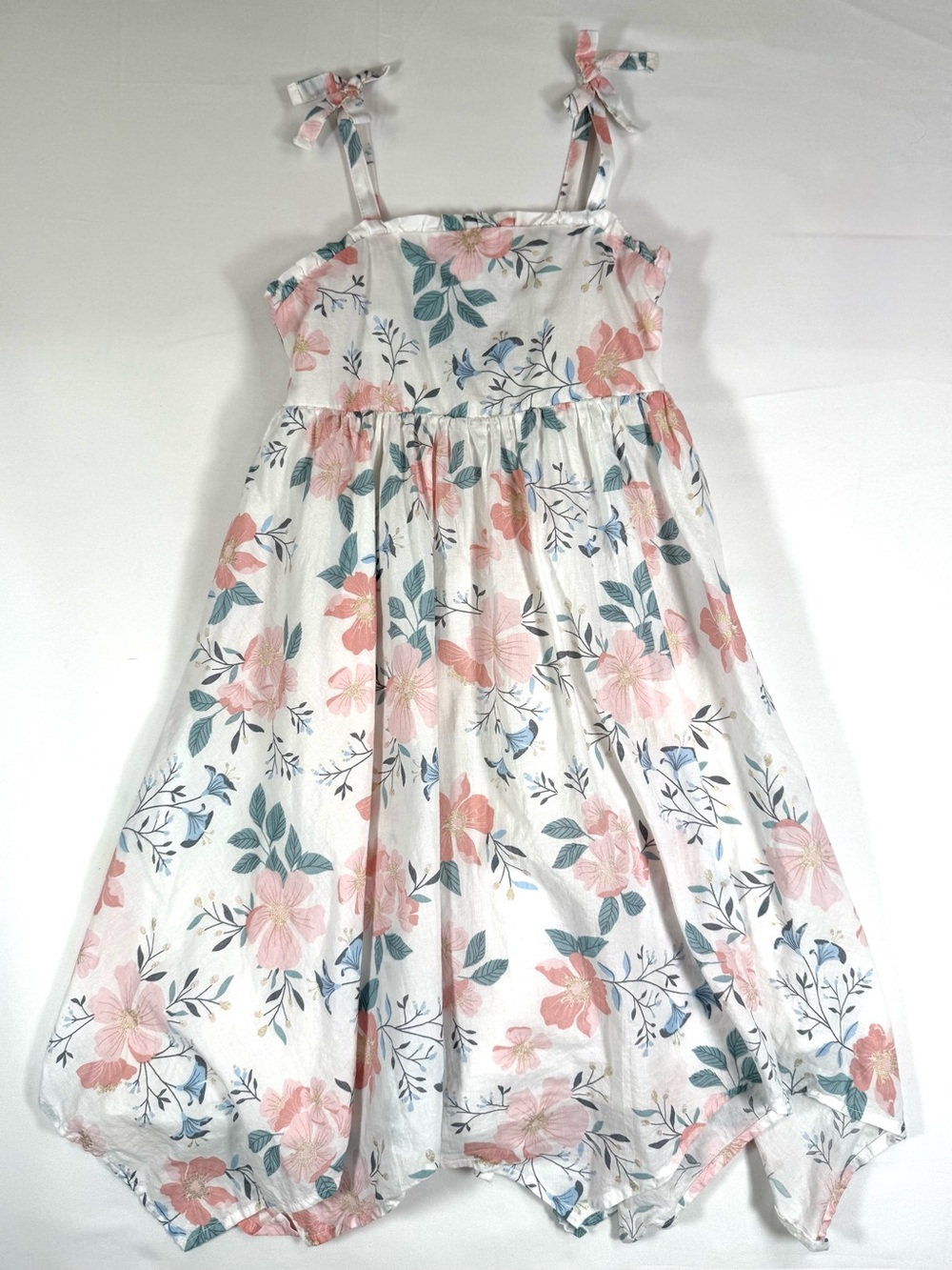 JOIE Girls Floral Handkerchief Hem Dress 8 Cottagecore Boho Garden Party Coastal